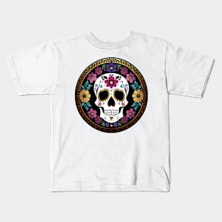 Floral Day of the Dead Skull Kids T-Shirt